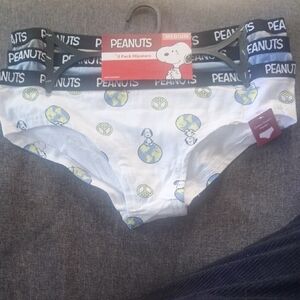 Peanuts Kids White Hipster Briefs with Blue & Green Snoopy Globe Print - 3 Pack